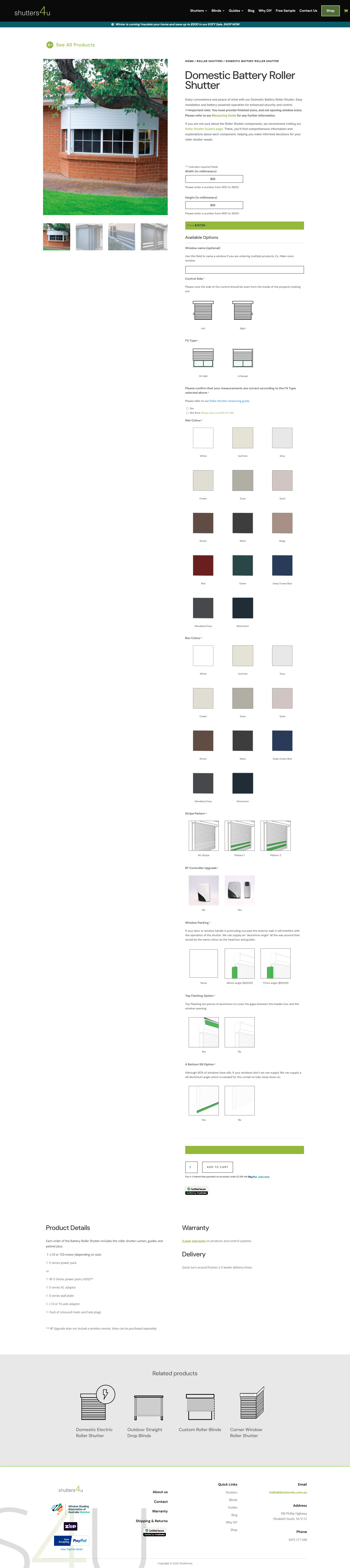 The rebuilt battery roller shutter product page
